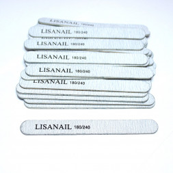 LISA NAIL   Пилка прямая МИНИ на дереве   13см  180/240   (50шт)   [08]   Limited